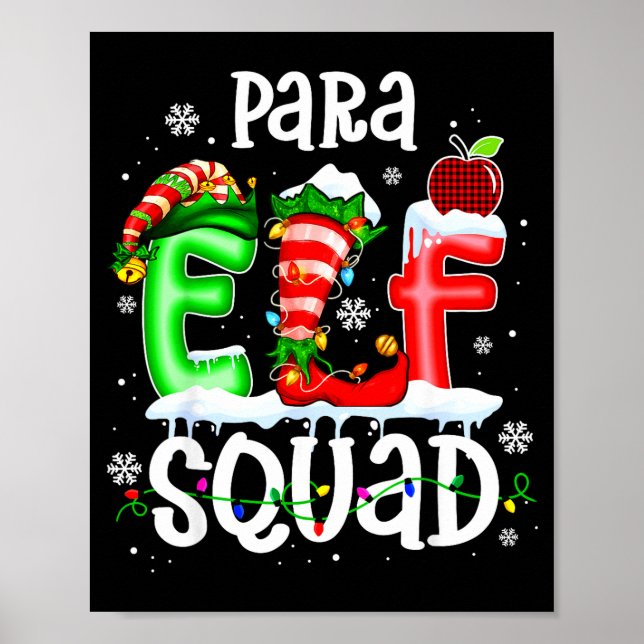 Cute Para Elf Squad Funny Christmas Elf Kids Teach Poster (Framsidan)