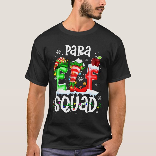 Cute Para Elf Squad Funny Christmas Elf Kids Teach T Shirt (Framsida)