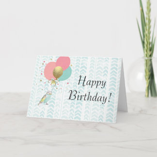 Cute Parakeet Birthday Greeting Card Kort
