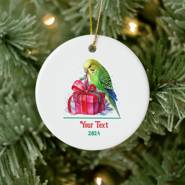 Cute Parakeet och julklapp Julgransprydnad Keramik (Träd)