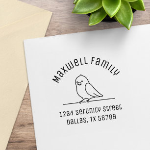 Cute Parakeet Parrot Bird Family Arch Adress Stämpel
