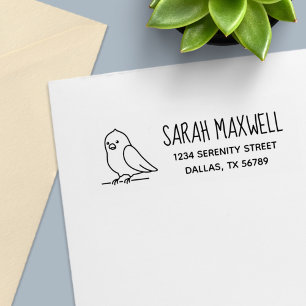 Cute Parakeet Parrot Bird Pet Adress Självfärgande Stämpel