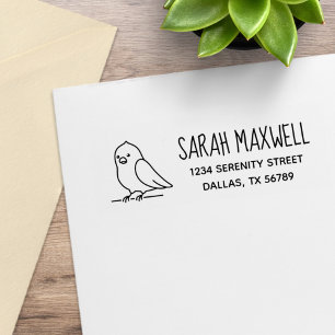 Cute Parakeet Parrot Bird Pet Adress Stämpel