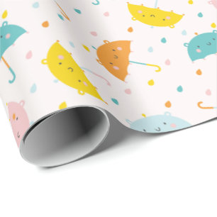 Cute Paraplyer och regndroppar Presentpapper