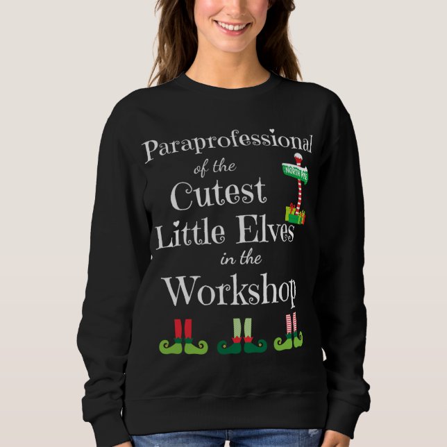 Cute ParaProfessional Teacher jul Elves Work T Shirt (Framsida)
