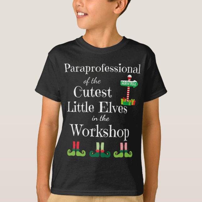 Cute ParaProfessional Teacher jul Elves Work T Shirt (Framsida)