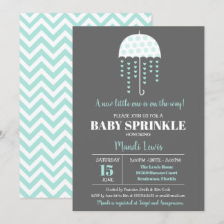 Cute Parbrella Turcos Sprinkle eller Baby Shower Inbjudningar
