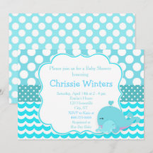 Cute Parent & Baby Whale Blue Boy Shower