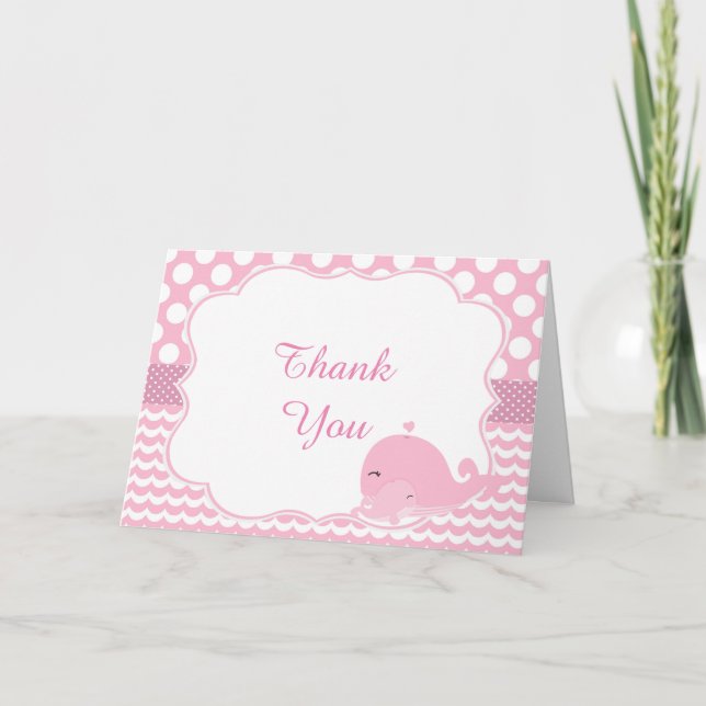 Cute Parent & Baby Whale Rosa Girl Girl Baby Tack (Framsida)