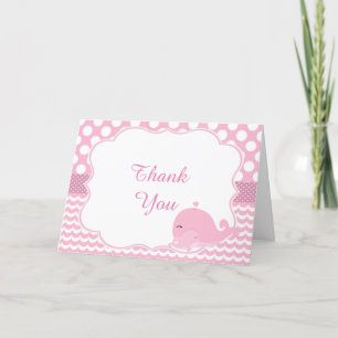 Cute Parent & Baby Whale Rosa Girl Girl Baby Tack Kort