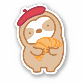 Cute Parisian Croissant Sloth Sticker Klistermärken