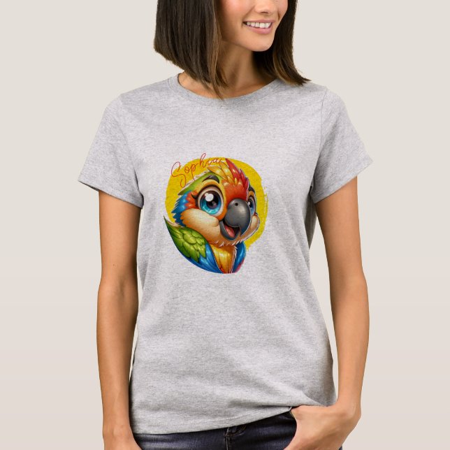 Cute Parrot Add Namn Graphic T-Shirt (Framsida)