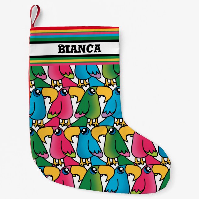 Cute Parrot, anpassat namn - liten julklapp Julstrumpa (Framsidan)