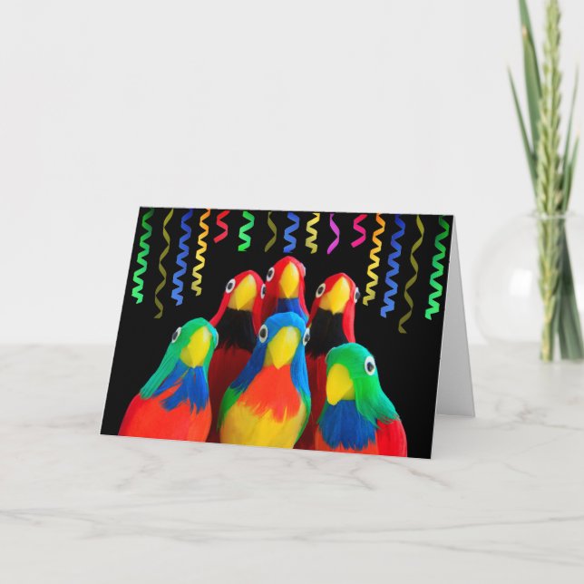 Cute Parrot Fest Birthday Kort (Framsida)
