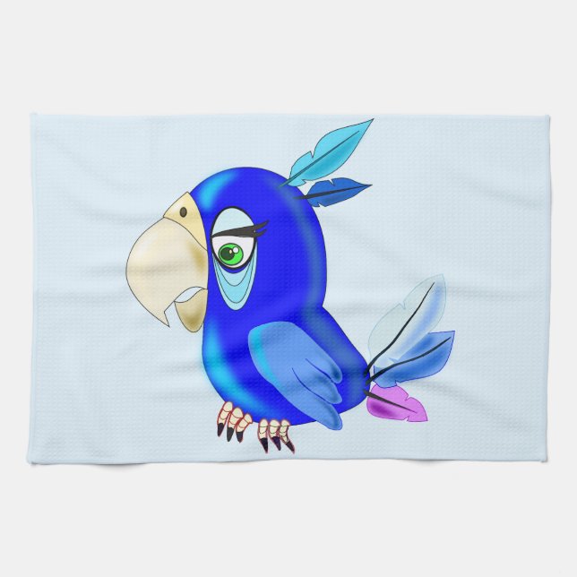 Cute Parrot Funny Kitchen Towel - Anpassade Kökshandduk (Horisontell)