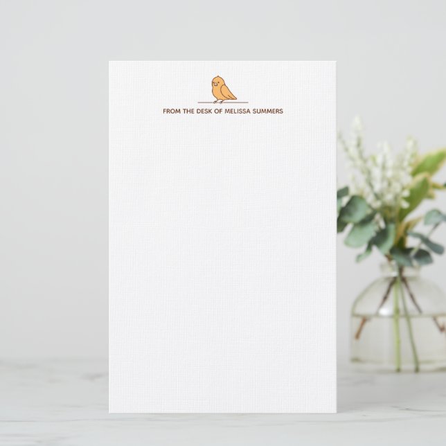 Cute Parrot Parakeet Bird Anpassningsbar Text Brevpapper (Stående Fram)