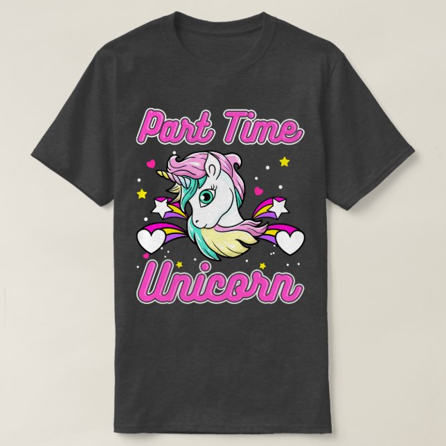 Cute Part Time Unicorn T Shirt (Design framsida)