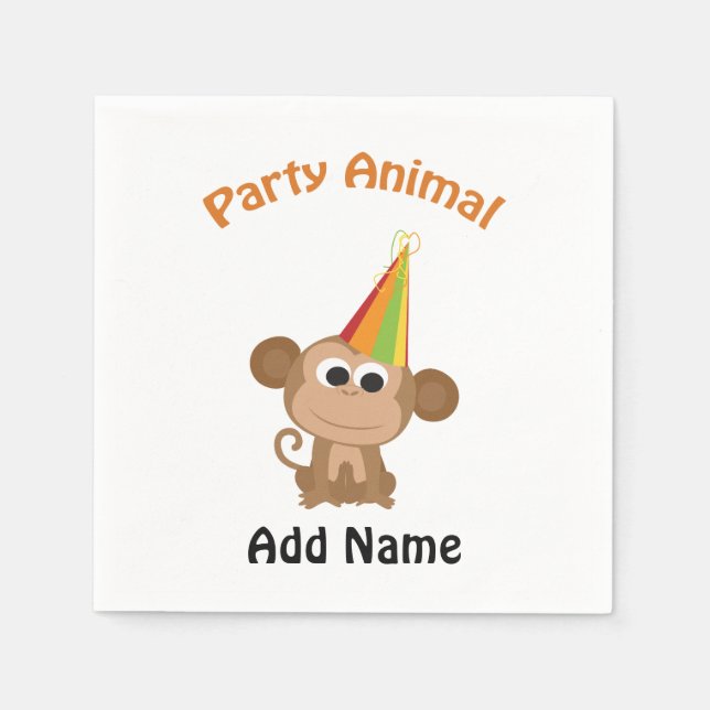 Cute Party Animal Monkey Pappersservett (Framsidan)