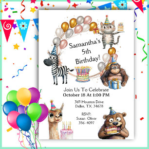 Cute Party AnimalsFödelsedagsinbjudan Inbjudningar