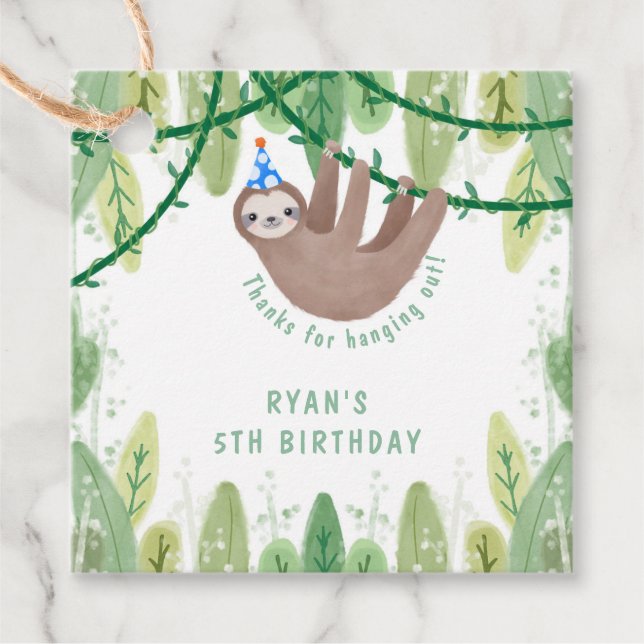 Cute party, blått hatt-födelsedag gåvor etiketter (Framsida)