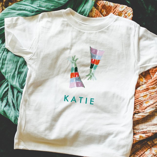 Cute Party Hat Illustration Personlig Namn T Shirt (Party hat illustrations personalized name kids t-shirt.)