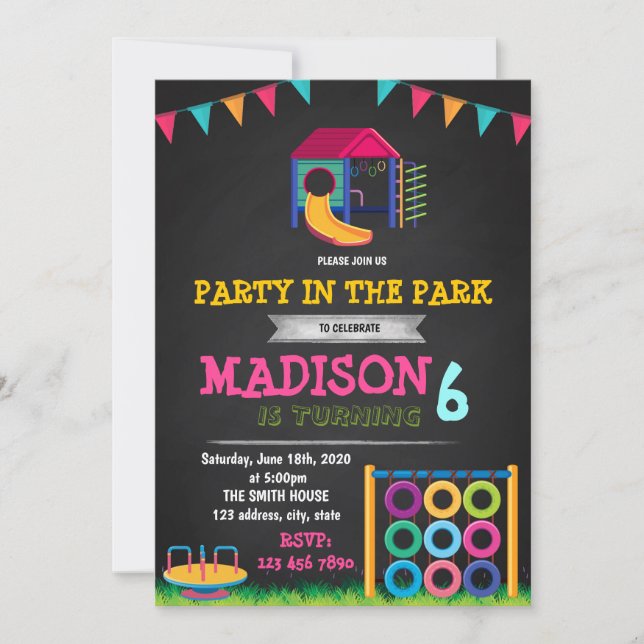 Cute party i parkinbjudan inbjudningar (Framsida)
