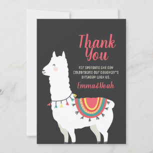 Cute Party Llama och Ballon födelsedagen Tack Kort