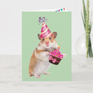 Cute Party mus och cupkaka, födelsedag Kort