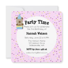 Cute Party Nalle Födelsedagsfest inbjudan