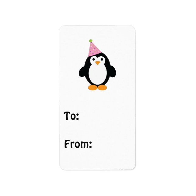 Cute Party Penguin Adressetikett (Framsidan)