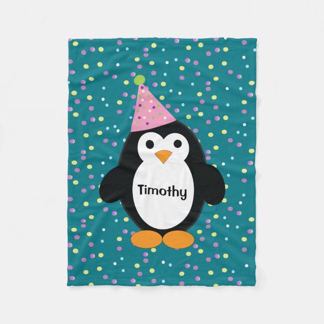 Cute Party Penguin Fleecefilt (Framsidan)