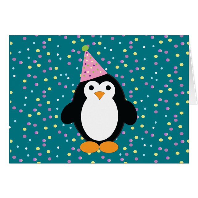 Cute Party Penguin OBS Kort (Framsidan Horizontal)