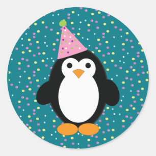 Cute Party Penguin Runt Klistermärke