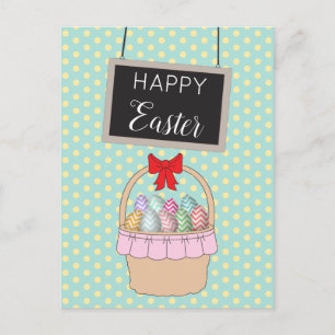 Cute Påsk Basket och Pastel Påskägg Helg Vykort
