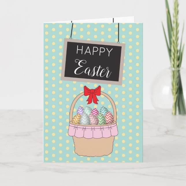 Cute Påsk Basket och Pastel Påskägg Helgdag Helgkort (Framsida)