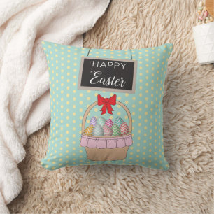 Cute Påsk Basket och Pastel Påskägg Kudde