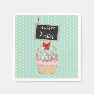 Cute Påsk Basket och Pastel Påskägg Pappersservett