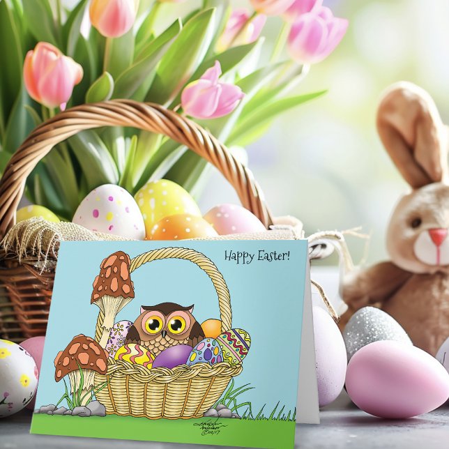 Cute Påsk Basket Uggla Kort (Skapare uppladdad)