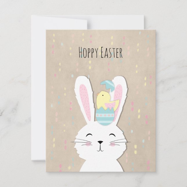 Cute Påsk-båt stil bunny Julkort (Framsida)
