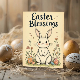 Cute Påsk Blessings Bunny Kort