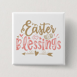 Cute Påsk Blessings ord art Knapp