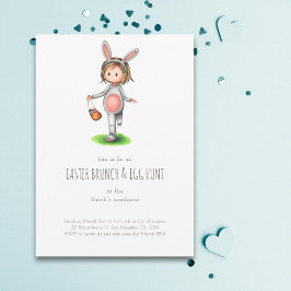 Cute Påsk Brunch Egg Hunt Girl Bunny Inbjudningar