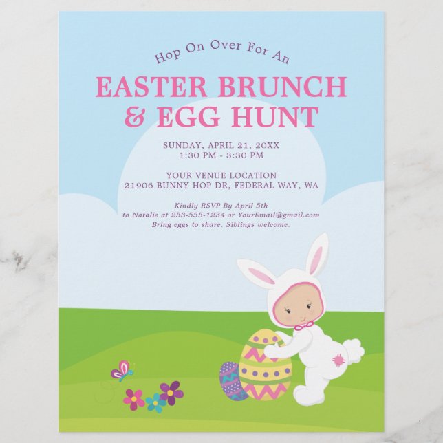 Cute Påsk Brunch Egg Hunt Party Flyer (Framsidan)