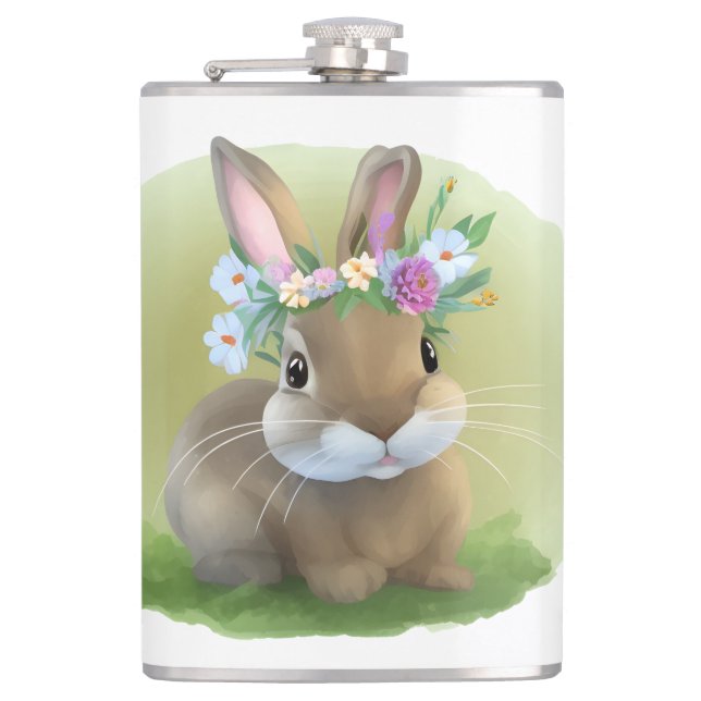 Cute Påsk Bunnyfor en positiv stämning Fickplunta (Framsidan)