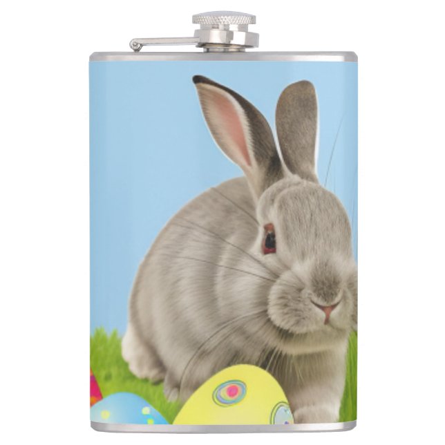 Cute Påsk Bunnyfor en positiv stämning Fickplunta (Framsidan)