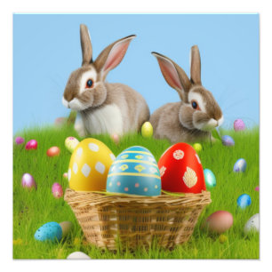 Cute Påsk Bunnyfor en positiv stämning Fototryck