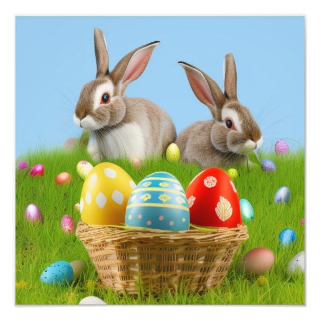 Cute Påsk Bunnyfor en positiv stämning Fototryck (Framsidan)