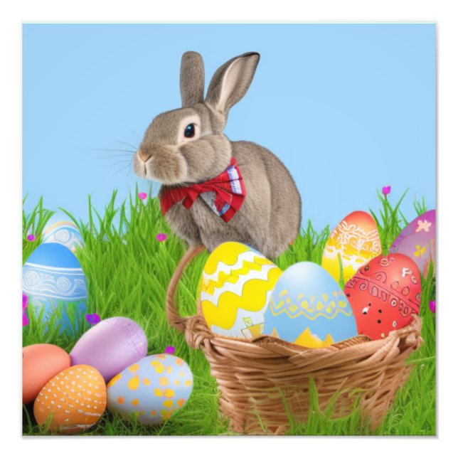 Cute Påsk Bunnyfor en positiv stämning Fototryck (Framsidan)