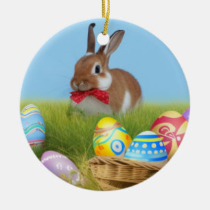 Cute Påsk Bunnyfor en positiv stämning Julgransprydnad Keramik