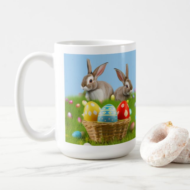 Cute Påsk Bunnyfor en positiv stämning Kaffemugg (Med munk)